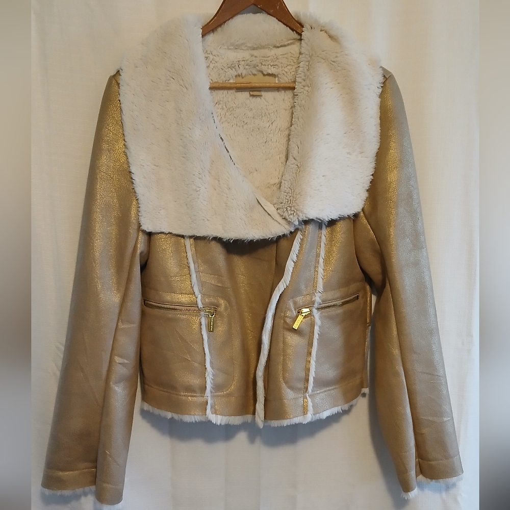 MICHAEL Michael Kors Gold Jacket with Plush White Lining